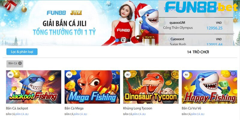 Bắn cá Fun88 - Tham gia thế giới đại dương nhận thưởng thả ga