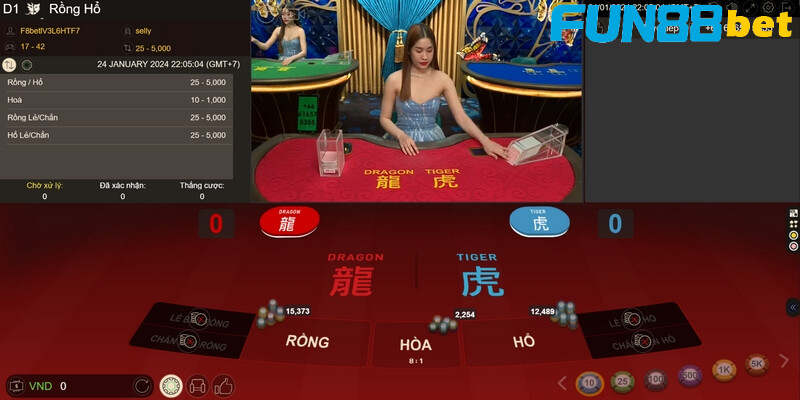 Dragon Tiger là siêu phẩm được yêu thích trên casino Fun88