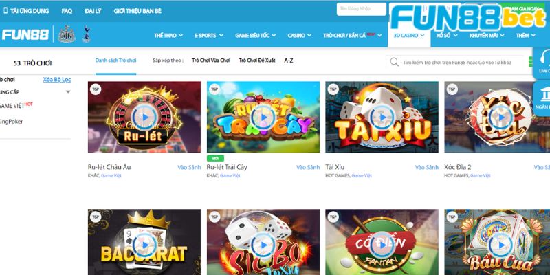 Những sòng bạc hấp dẫn có ở Casino fun88 